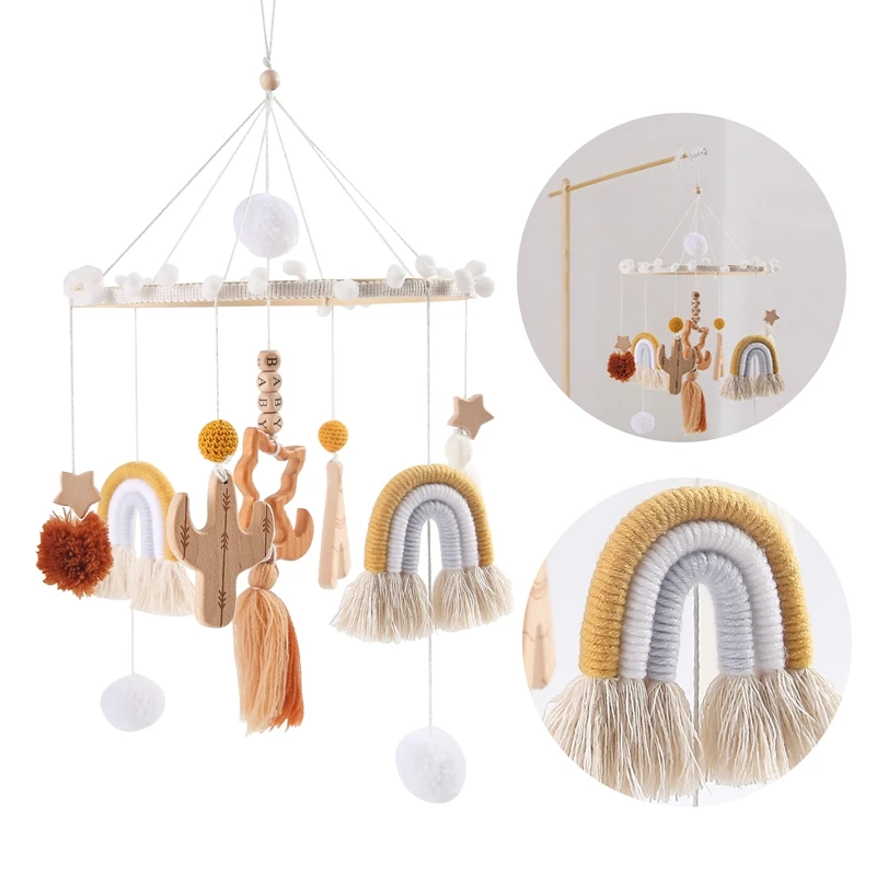 

Newborn Mobile Rattles Toys 0-12 Months Rainbow Tassel Crib Bed Bell Toddler Rattles Carousel Baby Musical Toys Gifts