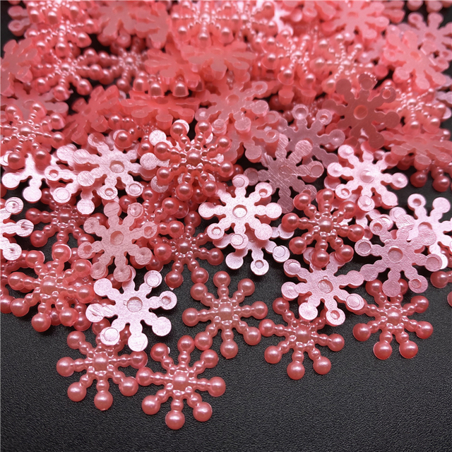 15mm White Ivory Snowflake Shape Beads Craft Imitation Pearls Flatback For Art Scrapbooking DIY Decoration