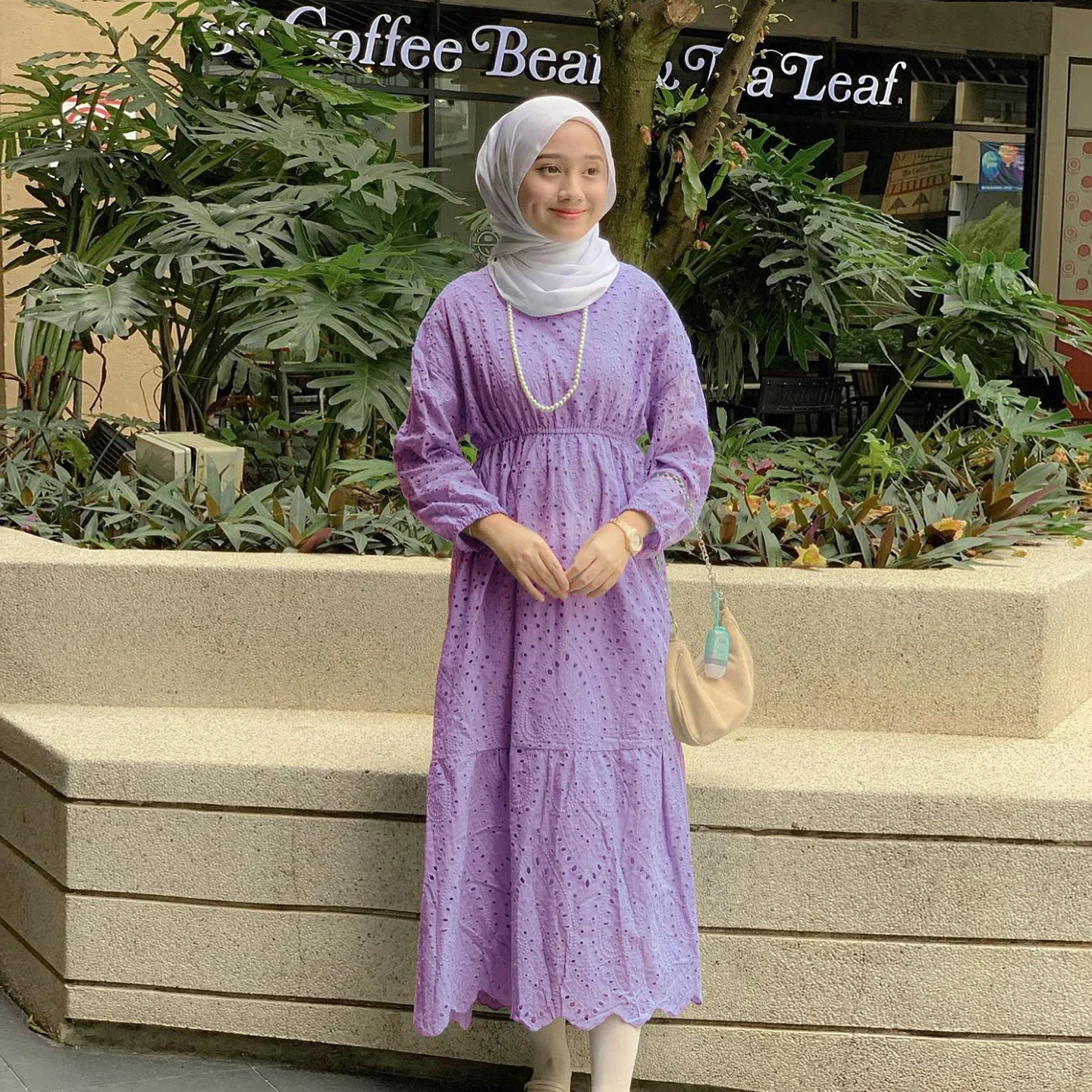 Women Muslim Out Lace Dress Soft Elegant Solid Long  Loose Waist  Casual Elegant Party Dress Hijabs for Girls Muslim