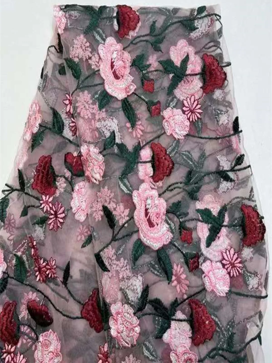 

Popular Design Colorful Thread Embroidery Tulle Net French Mesh Lace African Nigeria Fabirc For Weddings Evening Dresses Party