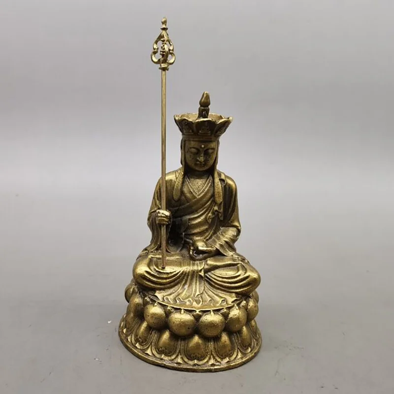 Little Fairy / Chinese Style Antique Imitation Jiuhua Mountain Ksitigarbha Buddha Statue Ornaments Home Desktop Ornaments Crafts