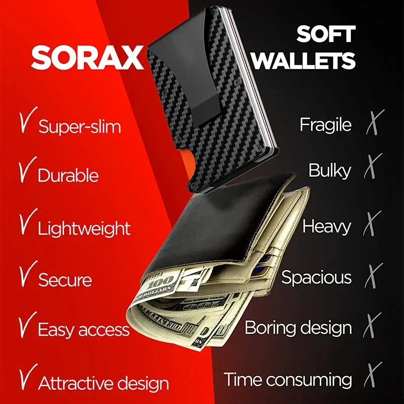 Credit Card Protect Clip Men Carbon Fiber Credit Card Holder Wallet New Minimalist Blocking Slim Metal Cardholder Portable