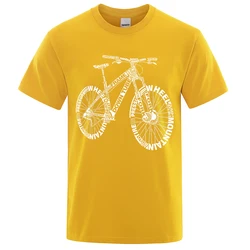 Mountain Bike Alphabet Print Oversized Vintage Tee - Unisex Breathable Summer T-Shirt - XXXL (Yellow)