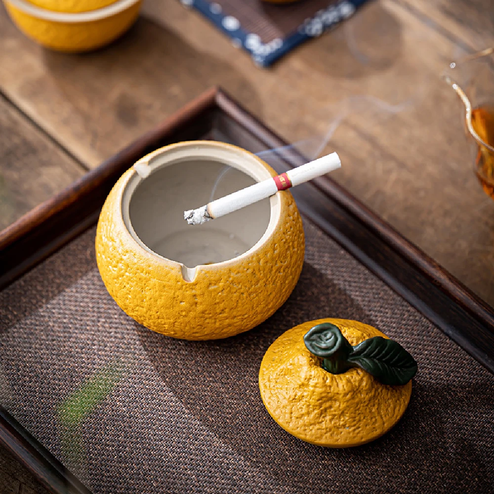 Ashtray Windproof Dustproof Household Desk Tea Table Office Large Capacity Ceramic Material