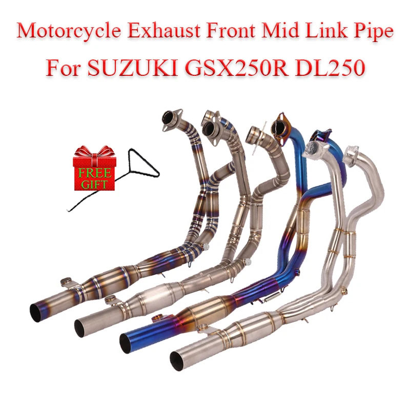 

Full System Motorcycle Front-Mid Link Pipe Exhaust Slip on For SUZUKI GSX250R GSX 250R DL250 Modify Without Muffler Moto Escape