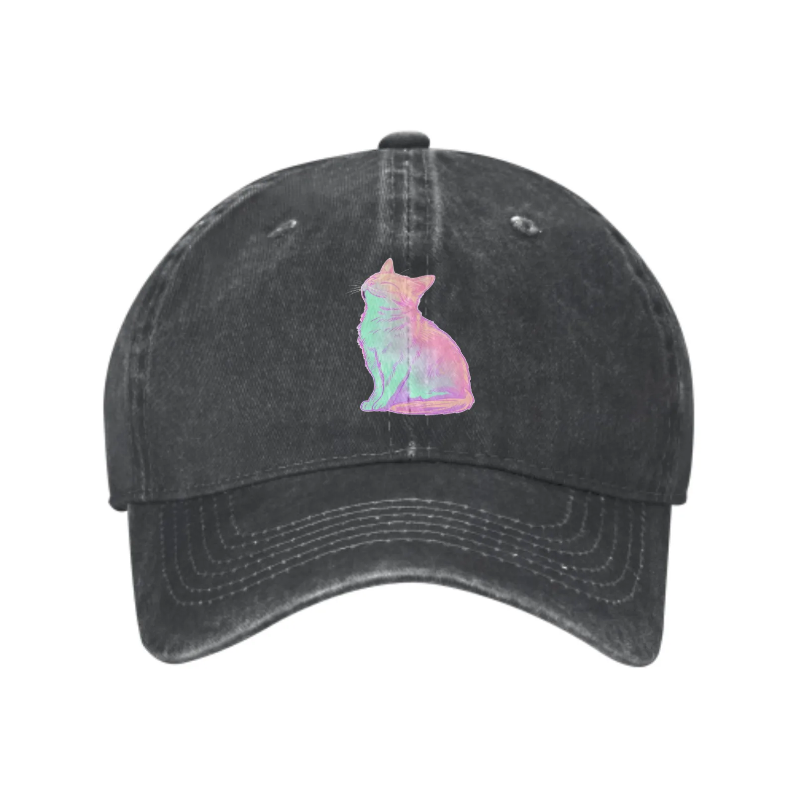 

Непринужденные светящиеся бейсболки с котом, мягкие джинсовые головные уборы, повседневные спортивные всесезонные