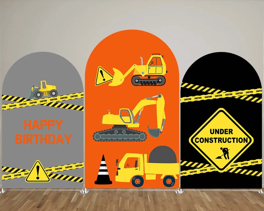 

Red Excavator Arch Backdrop Cover for Engineering Vehicle Theme Boy's Birthday Parties, Newborn Photograph Decoration Props