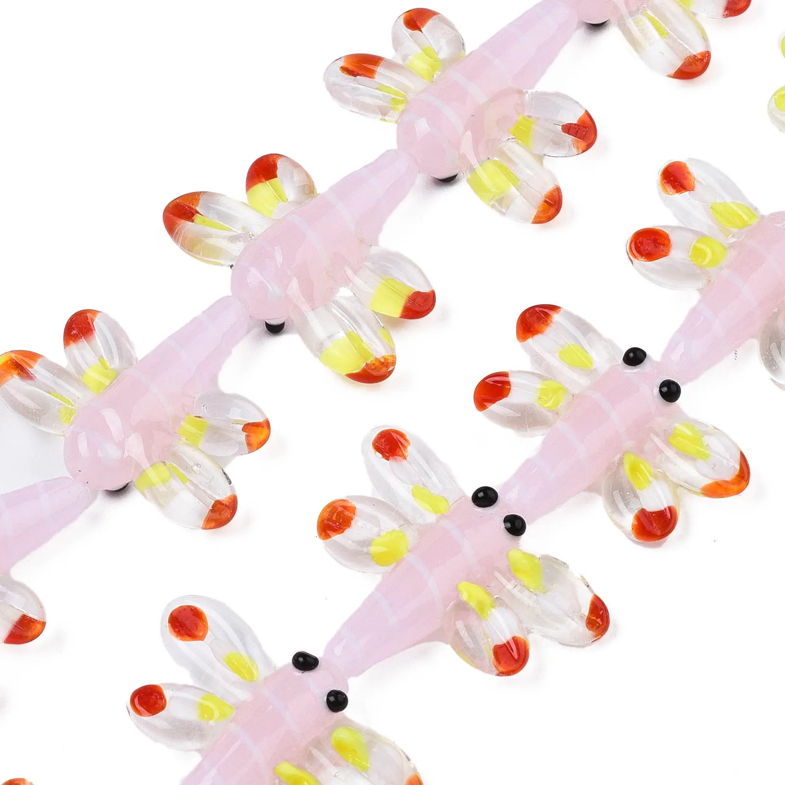 

20Pcs/Strand Autumn Theme Handmade Lampwork Beads Colorful Dragonfly Spacer Beads For Bracelet Jewelry Making Supplies 21x29x7mm