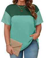 Women Plus Size Summer Tunic Tops O-neck Short Sleeve Casual Blouse - Image 2