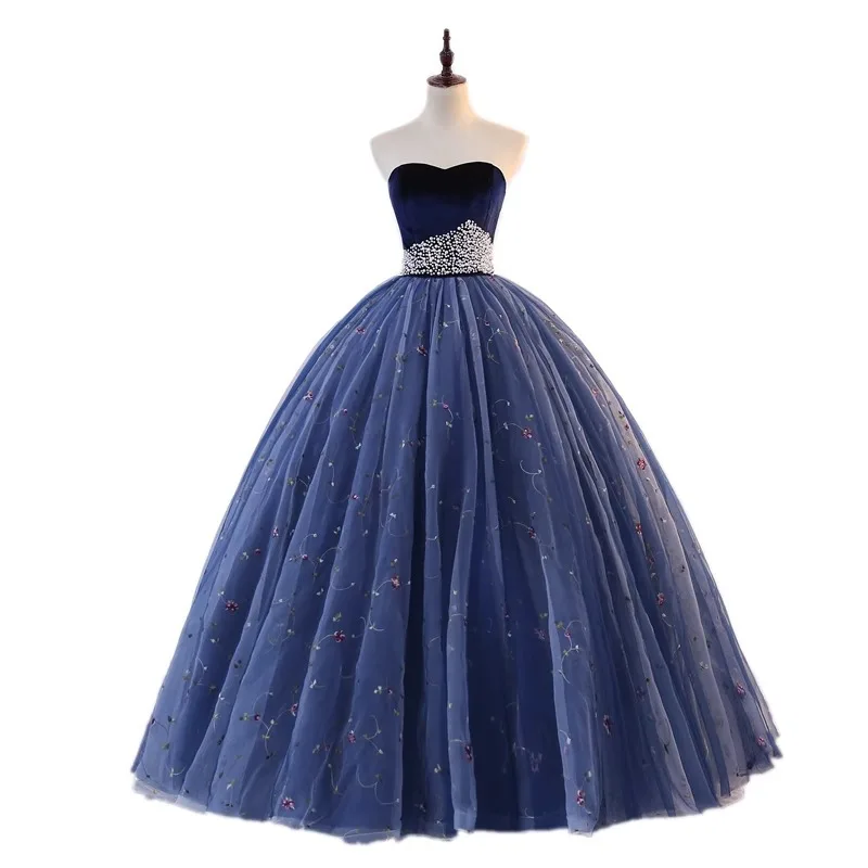 Bomaris Navy Blue Princess Quinceanera Dresses Lace Vestidos De 15 Anos Sparkly Beading Ball Gown Birthday Party Customized