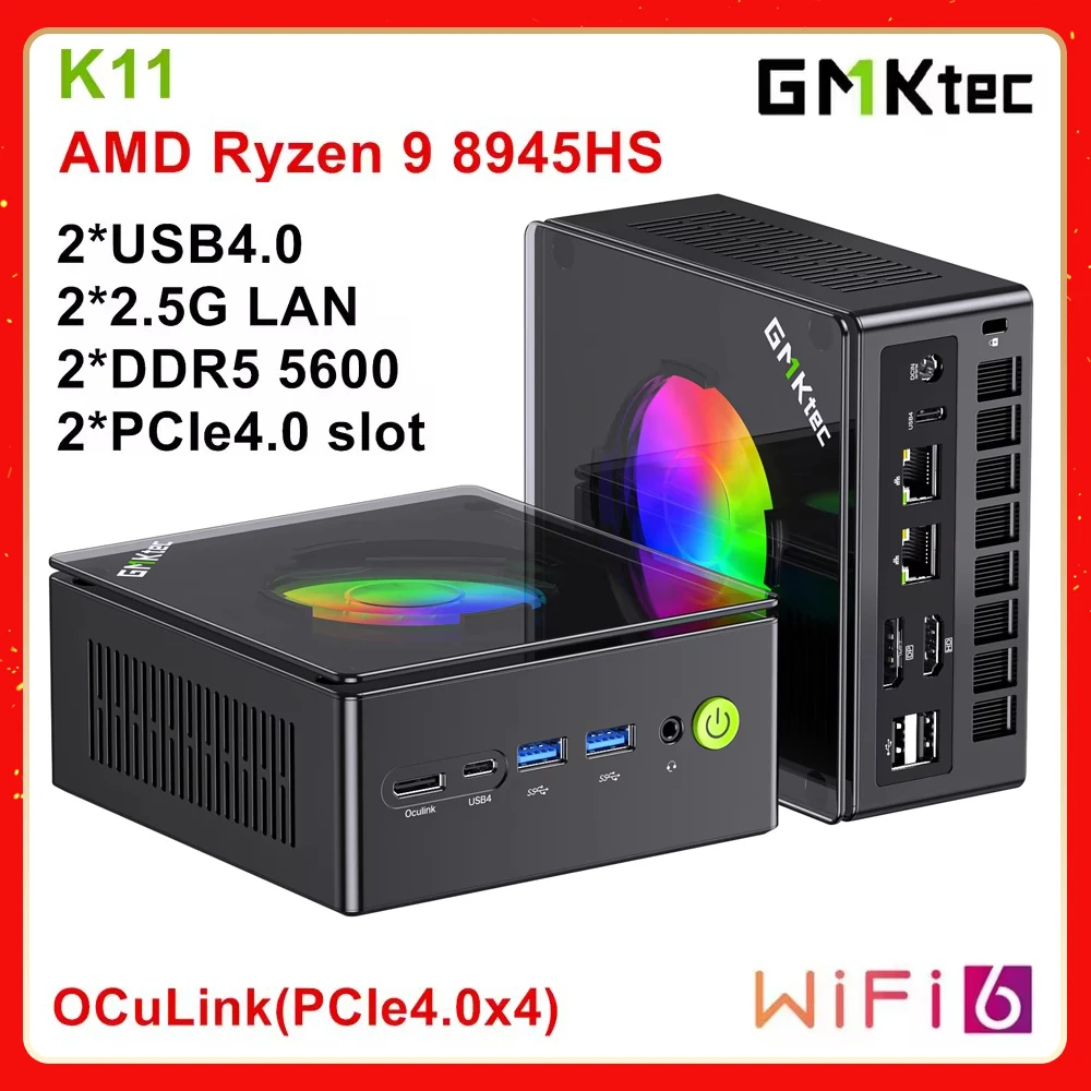 GMKtec Gaming Mini PC Nucbox K11 AMD Ryzen 9 8945HS OCuLink