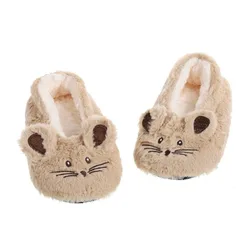 Cozy Women's Winter Plush Fur Slippers with Soft Grip Sole and Heart Design - 39 - 40 (Khaki)