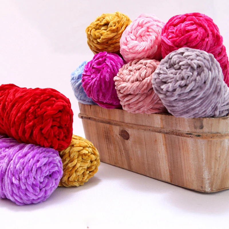 100g/Roll Polyester Velvet Yarn Amigurumi Accessories Dolphin Baby Plush Yarn Soft Chenille Yarn for Knitting 3mm