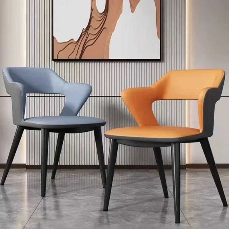 

Luxurious Dining Chair Modern Minimalist Chair Black Metal Legs Minimalist Nordic Hotel Backrest Cadeiras De Jantar Furniture