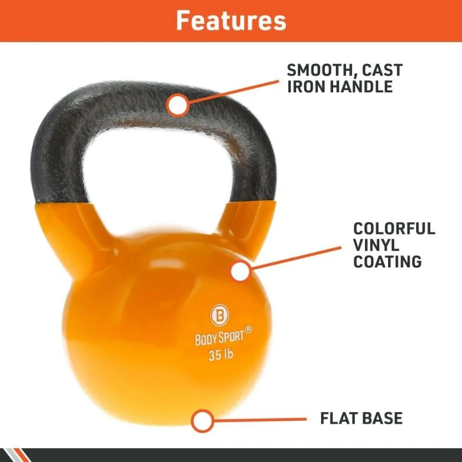 Cast Iron Vinyl Coated Kettlebells – Kettlebell for Weight Lifting – Strength Training Kettlebell – Professional Fitness for Gym