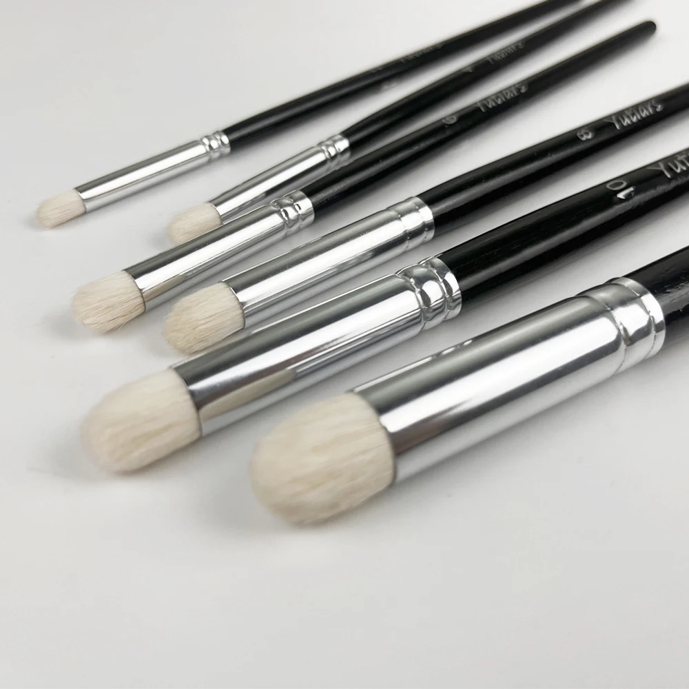 6Pcs 라운드 헤드 드라이 브러쉬 키트-프리미엄 울 브러쉬는 수채화, 아크릴 및 모델 제작 그림에 이상적입니다-편리한 휴대용 가방