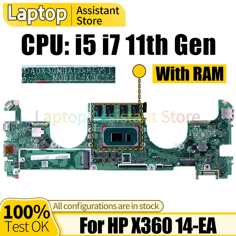 

For HP X360 14-EA Laptop Mainboard DA0X3CMBAF0 M26865-601 i5 i7 11th Gen Notebook Motherboard