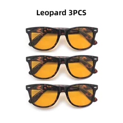 Enhanced Blue Light Blocking Square Glasses for Men and Women - Night Vision Eye Protection for Gaming and Computer Use (Leopard 3PCS)