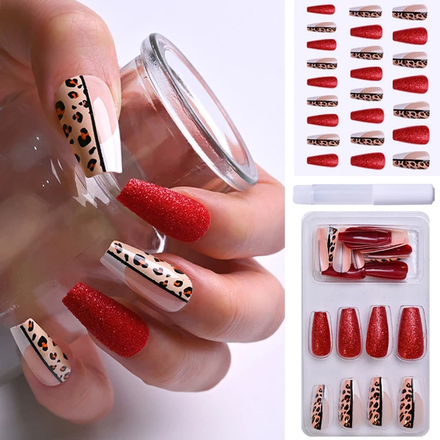 63+ Leopard Nails For The Queen Of The Jungle - TheFab20s | Leopard nails,  Red acrylic nails, Cheetah print nails