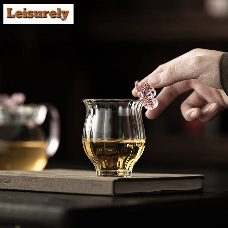 High Borosilicate Glass Butterfly Teacup Boutique Tea Bowl Sample Tea Cup Tea-tasting Smelling Cup Chazhan Master Cups Teapots