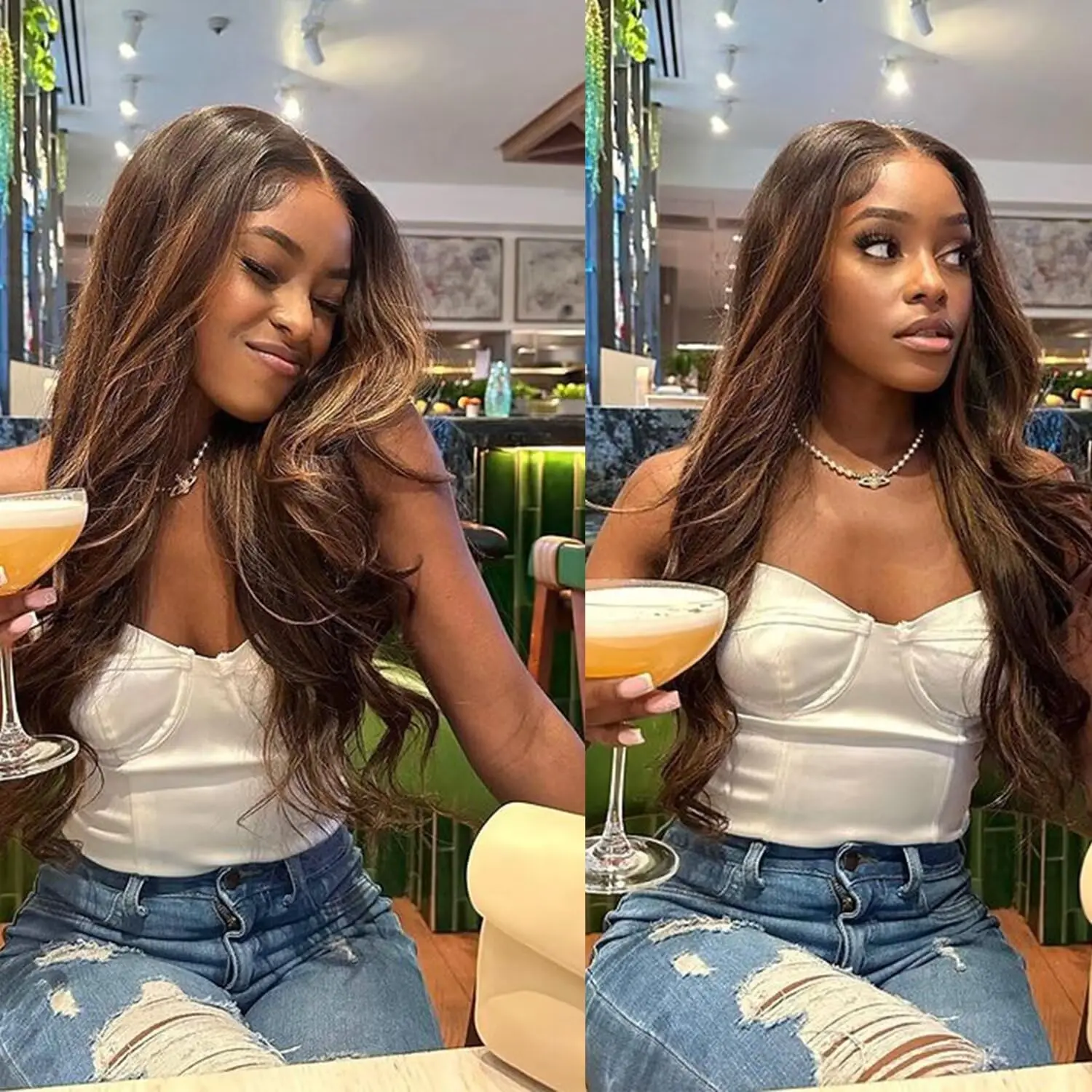 Lemoda Outlets Deal Highlight Body Wave Human Hair Wigs 13x4 Lace Frontal Wig Ombre 4/27 12A Virgin Hair Wigs Natural Hairline view 6