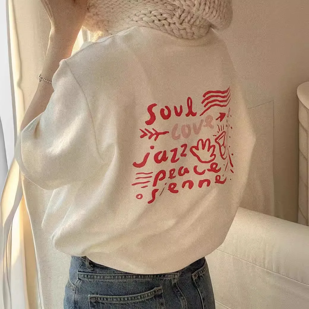 

letter Printing oversize Women T-shirt Korean Preppy Style Round Neck Pure Cotton Shirt Cool Girls Summer Causal loose Clothes