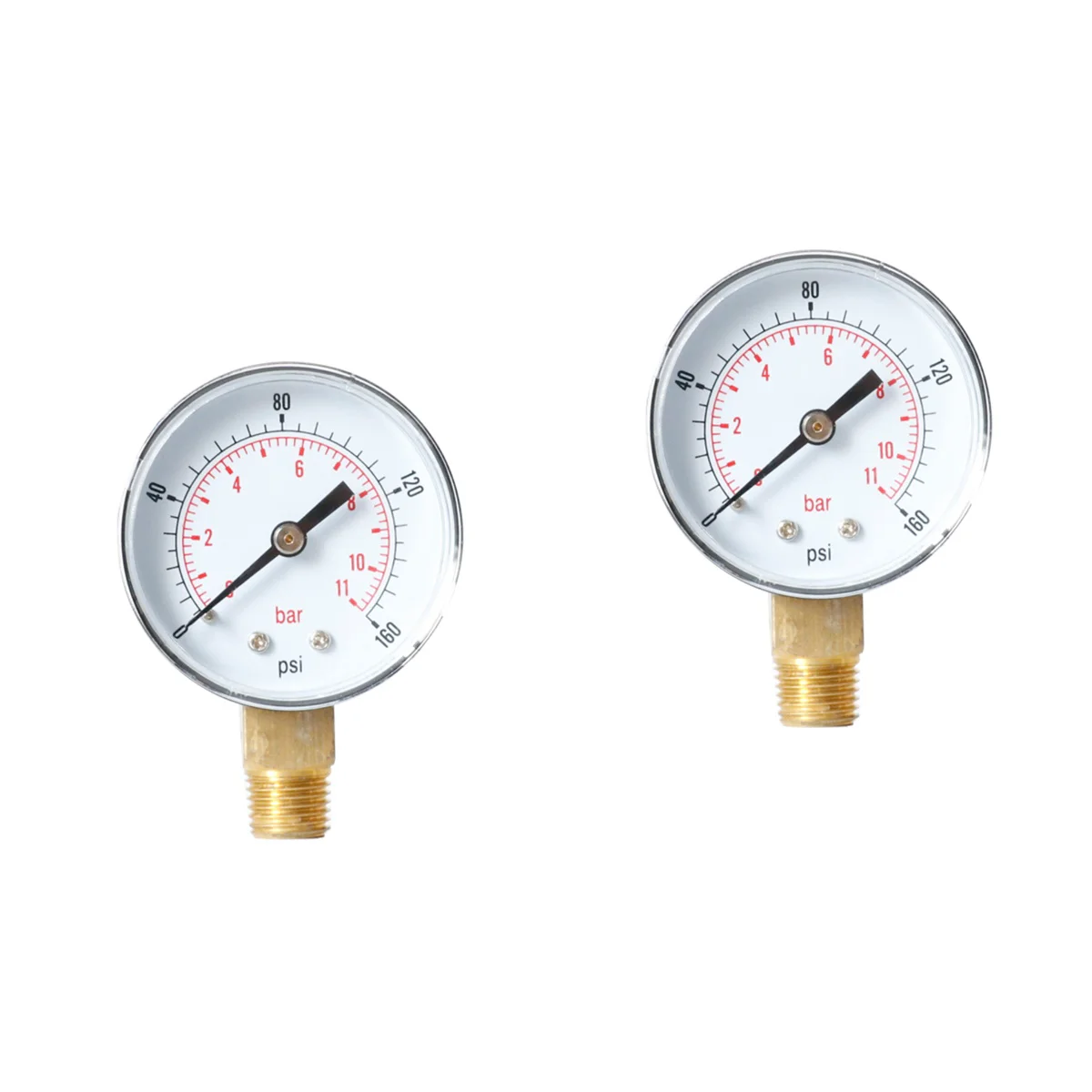 

2pcs 0-160 Psi 0-11 Bar High Precision NPT Air Compressor High Strength Pressure Gauge