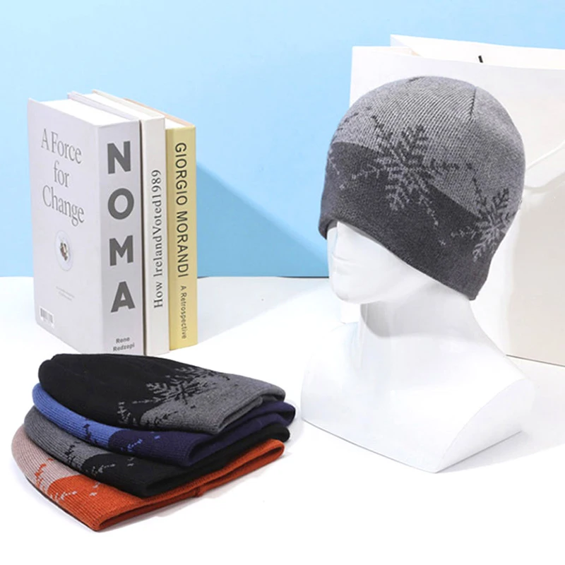 

Женский мягкий вышитый пуловер со снежинкой, мужская повседневная теплая зимняя шапка, головные уборы для велоспорта, походов, катания на лыжах