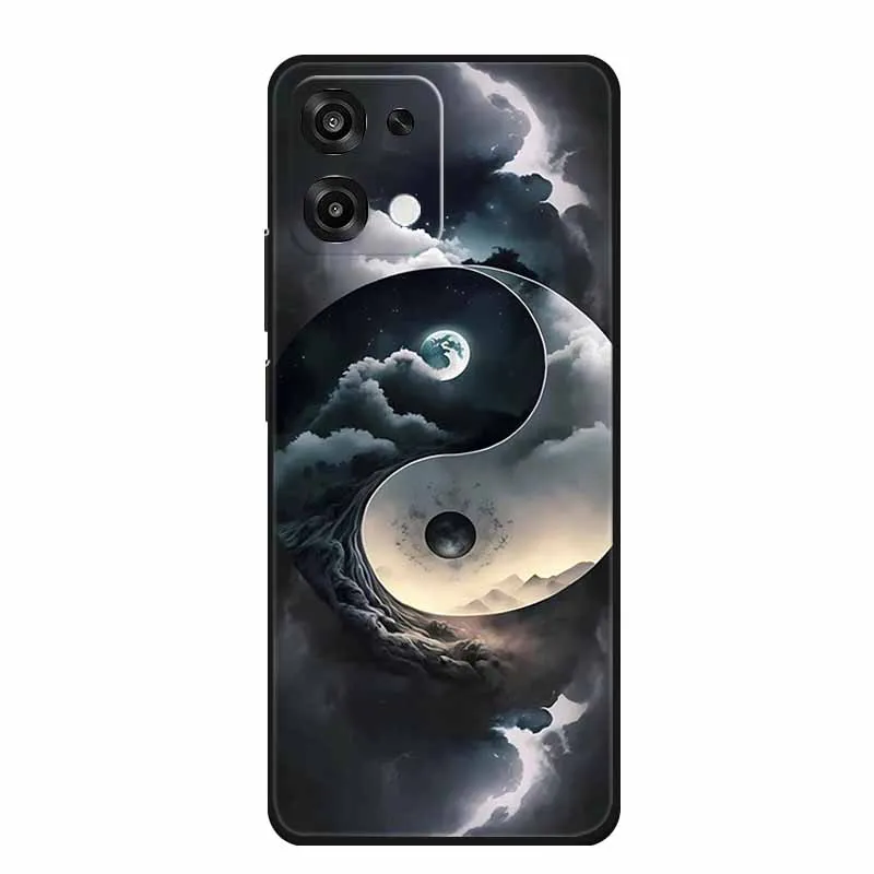 Slim Black Silicone Soft Phone Case with Colorful Design – Durable Back Cover