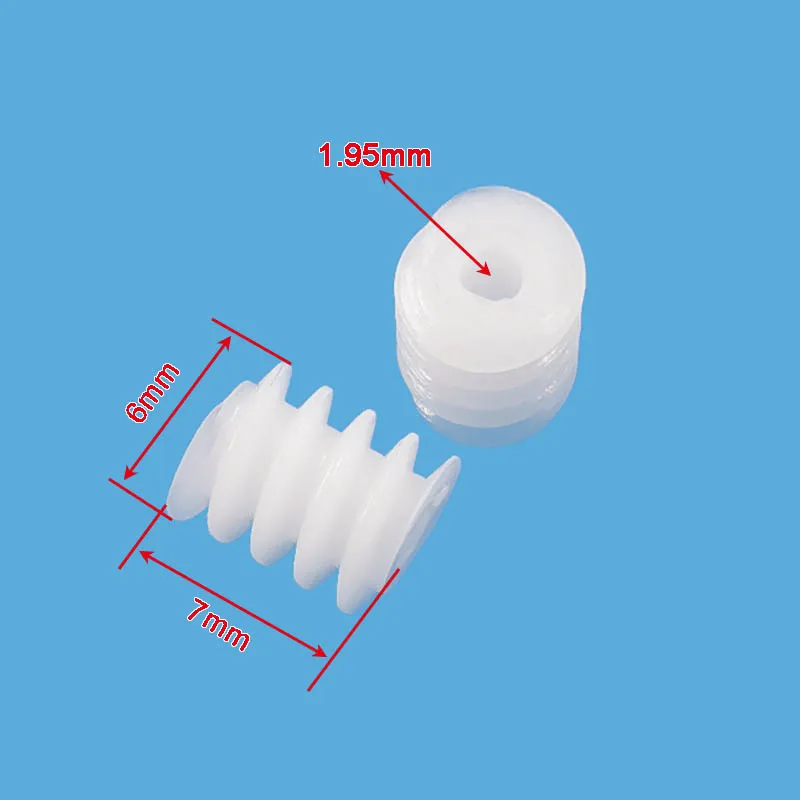 6x7mm Worm Pinion Module 0.5M POM Plastic Helical Gears 2mm Hole DIY Model Toy Aircrafts Accessories W6x7-2A
