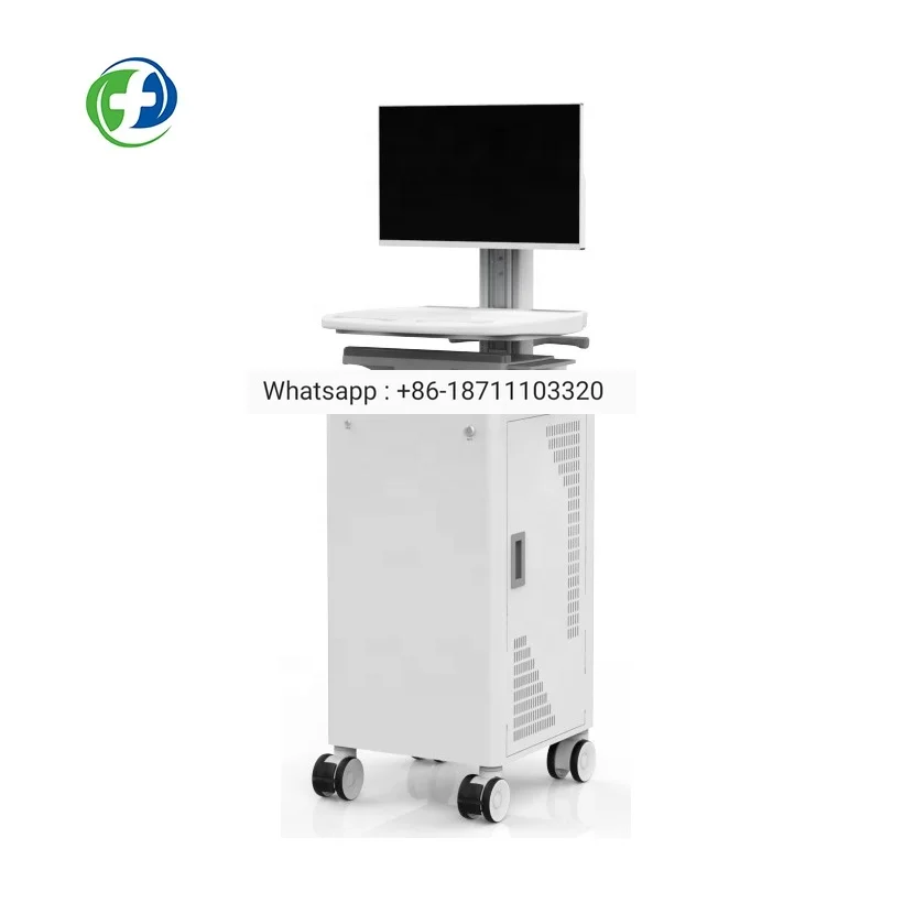

Remote consultation cart hospital mobile trolley workstation computer laptop IT with monitor arm