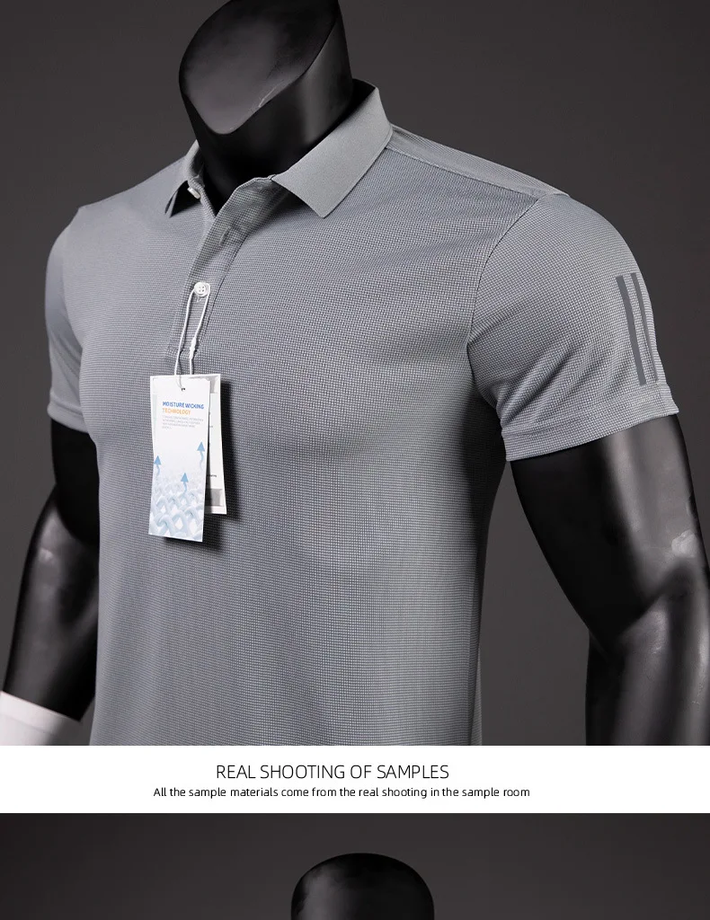 Polo Shirt Men Casual Solid Breathable Shirt Reflective Strip Sleeve Summer Sportswear Quick Dry Jerseys Tops Camisa Polo Shirts 13 Sf66f698f7b33438a80bb310b52dc0f09q