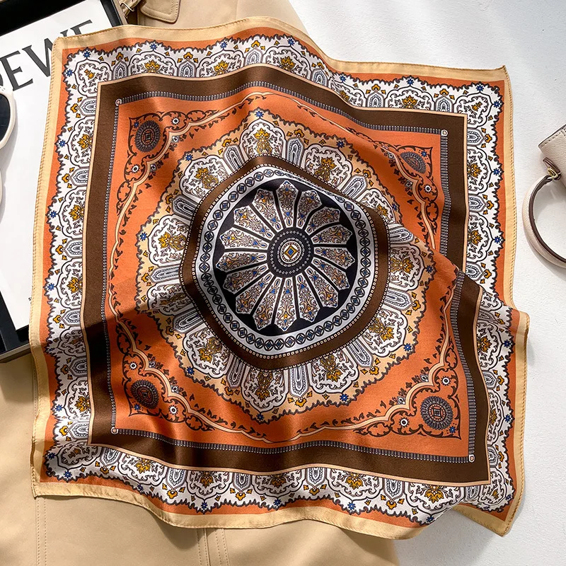 100% Pure Silk Floral Square Scarf Women Neck Hair Bandana
