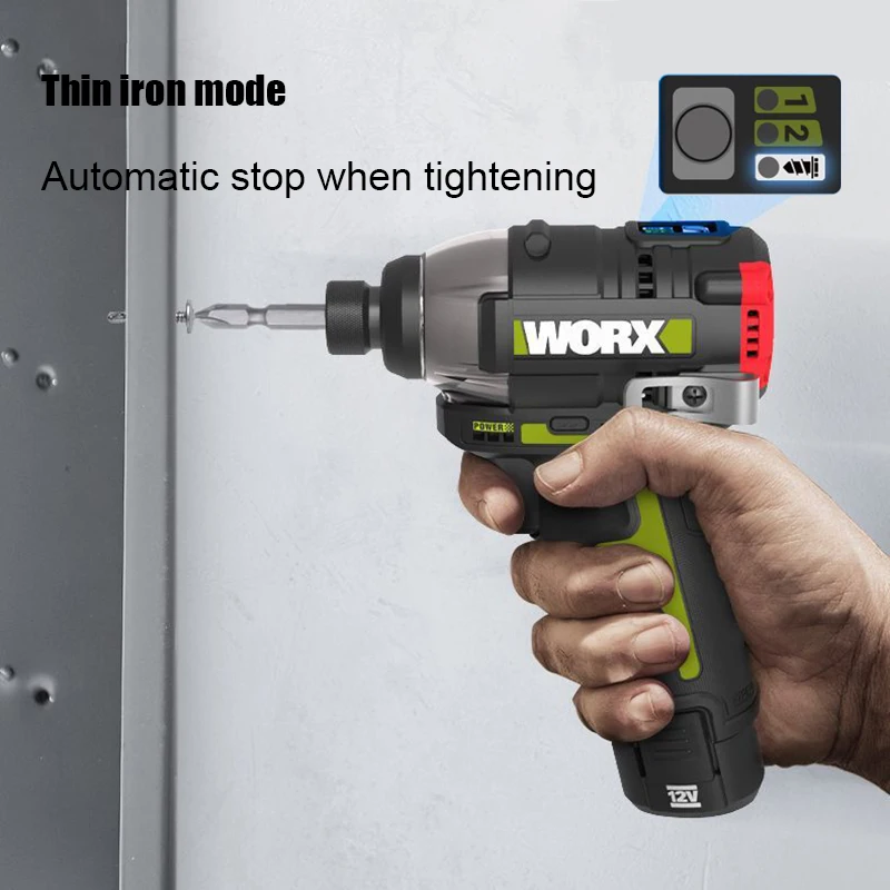 Worx 무선 임팩트 스크루 드라이버, 브러시리스 WU132X 160Nm 자동 정지, 2 속도 조절 가능, 스마트 기어 1 개, 범용 WORX 12V 배터리
