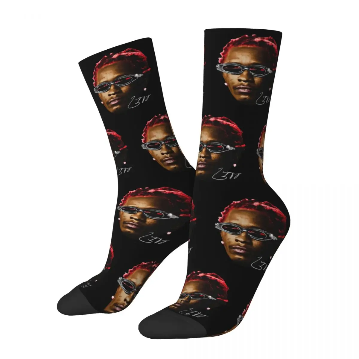 

Female Red YoungThug Head Hiphop Rapper Hip-hop Rap Socks Comfortable Funny music Socks Harajuku Product Middle TubeStockings