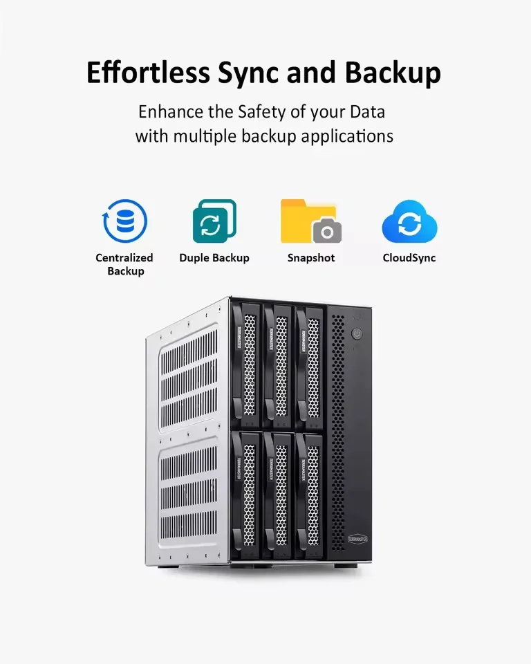 TERRAMASTER T6-423 6베이 NAS-쿼드코어 CPU 4GB DDR4, 2.5GbE 포트x 2를 탑재한 SMB용 고성능 네트워크 스토리지 서버(디스크 미포함)