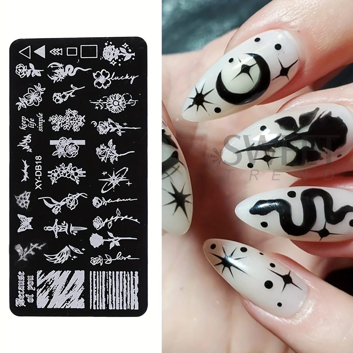 Lace Flower Nail Art Stamping Plate Vibrant Floral Love Moon Star Image Stainless Steel Stencil Template Y2K Trend Manicure Tool 3