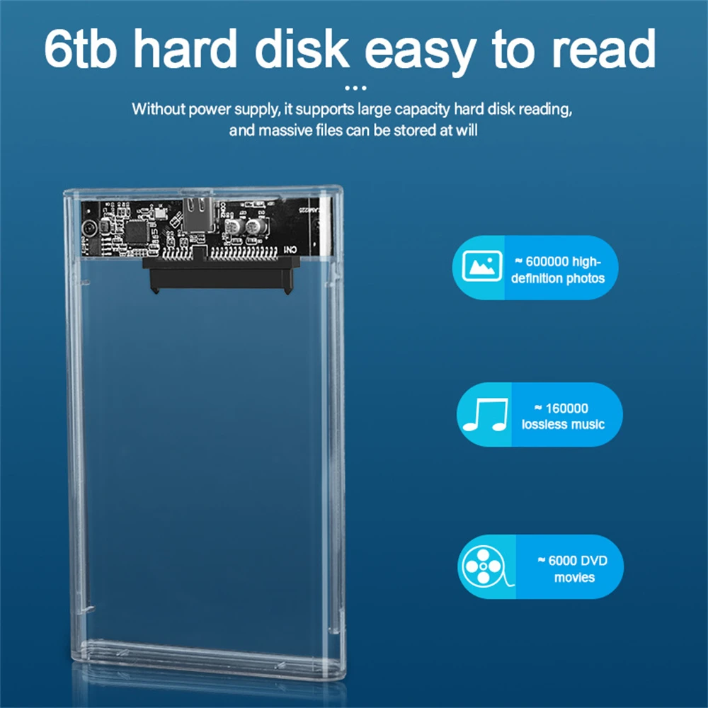 External Hard Drive Case USB 3.0/3.1 to SATA III 2.5 Inch HDD SSD Enclosure