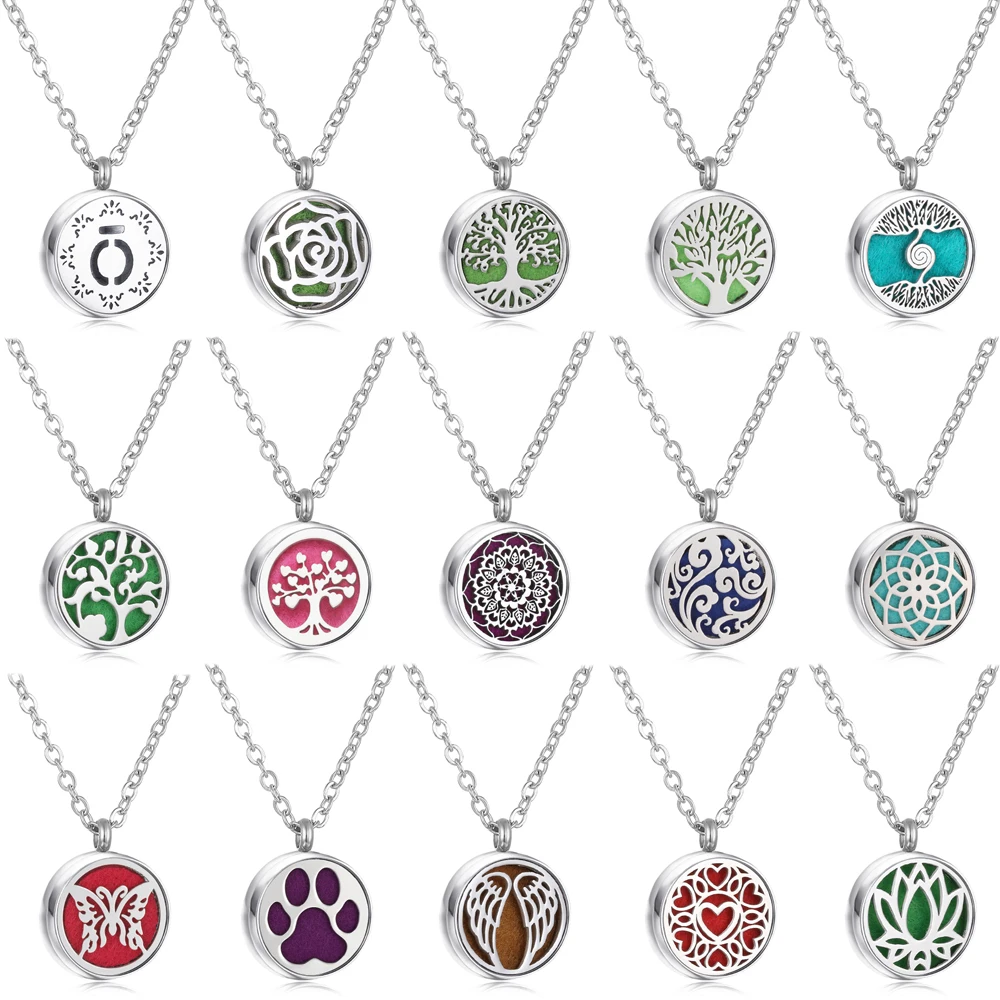 Stainless Steel Aromatherapy Essential Oil Diffuser Necklace Mini