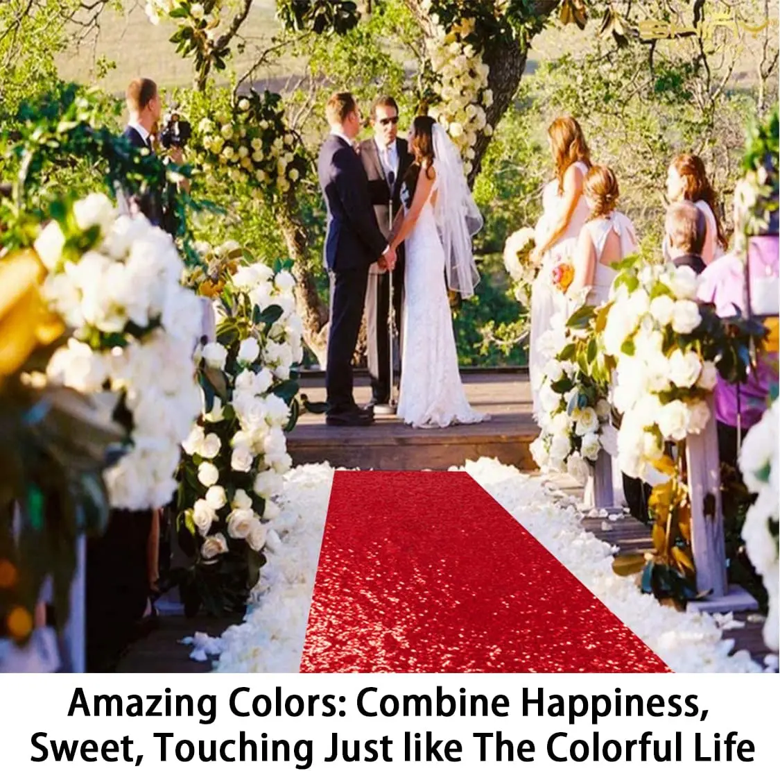 Royaltime Sequin Aisle Runners 2Ft x 15Ft Red Carpet Runner for Party Glitter Runner for Wedding Decorations