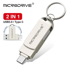 2 in 1 Mini Metal Waterproof Usb Flash Drive Photo Stick Type-c Usb 3.0 8GB 16GB 32GB 64GB 128GB Type c Cle Usb Pen Drive
