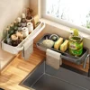 Kitchen Sink Storage Rack Wall Mount Waterproof Sponge Holder Multi Functional Dishcloth Shelf Self-Draining Sink Storage Rack 1