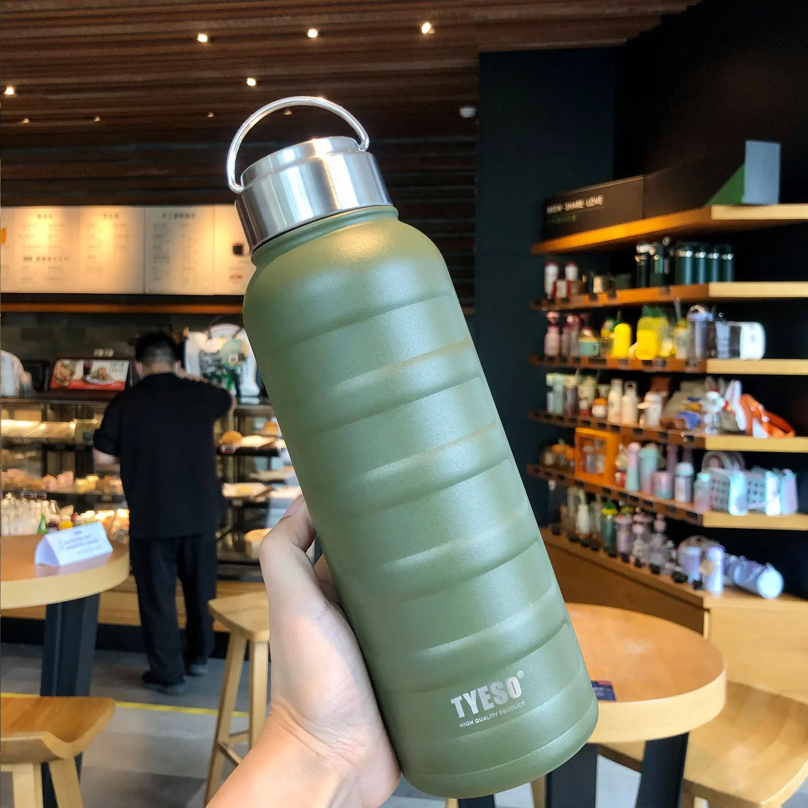 750/1000ML TYESO Water Bottle Double Wall Insulated Stainless Steel Thermos With Handle Lid Copo Termico Botella De Agua Termo