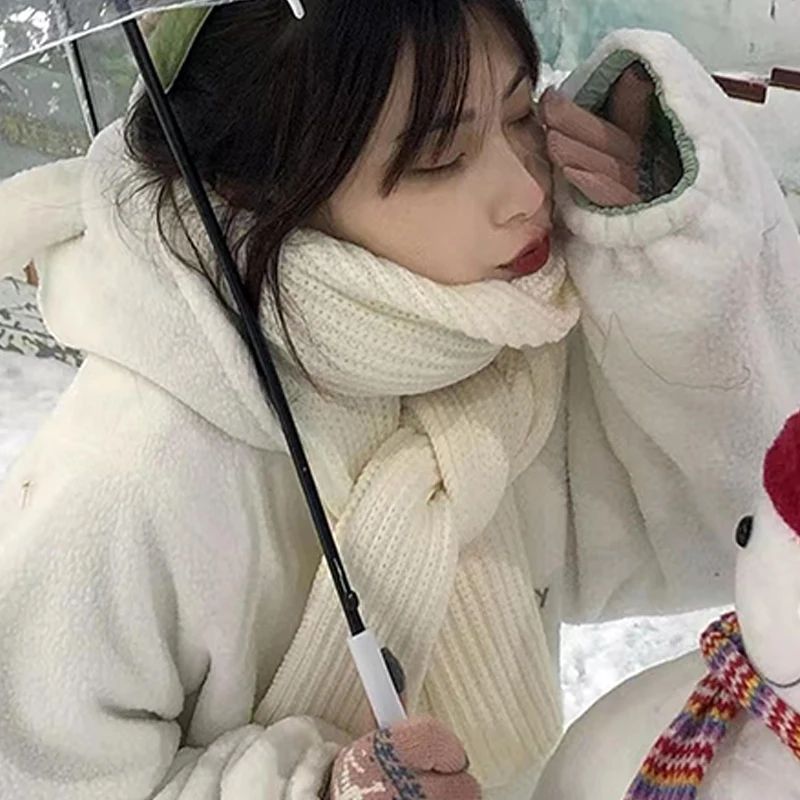 Milk White Scarf New Women's Winter Korean Version Versatile Warm Scarf 4