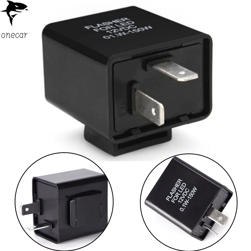 

2 Pin Car Motorcycle LED Flasher Relay 12V Universal Electronic Adjustable Freauency LED Turn Signal Light Blinker Flasher Relay