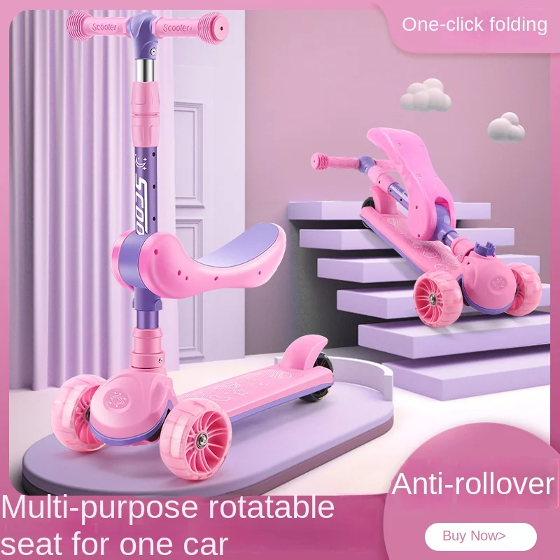 Children's Scooter 2-12 Years Old Can Sit In Children's Car Music Three or Four Wheel Scooter Foldable Portable Scooter 4 Children's Scooter 2-12 Years Old Can Sit In Children's Car Music Three or Four Wheel Scooter Foldable Portable Scooter 4