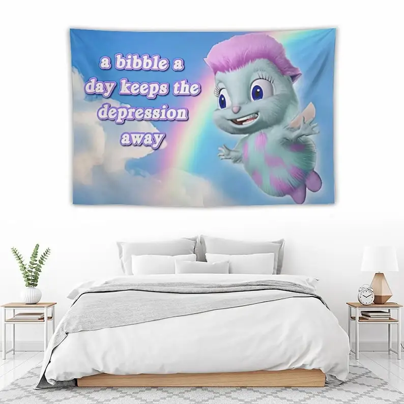 Bibble Meme Tapestry Bibble Happiness Funny Tapestries Novelty Tapestry Wall Hanging College Room Bedroom Living Dorm Decor