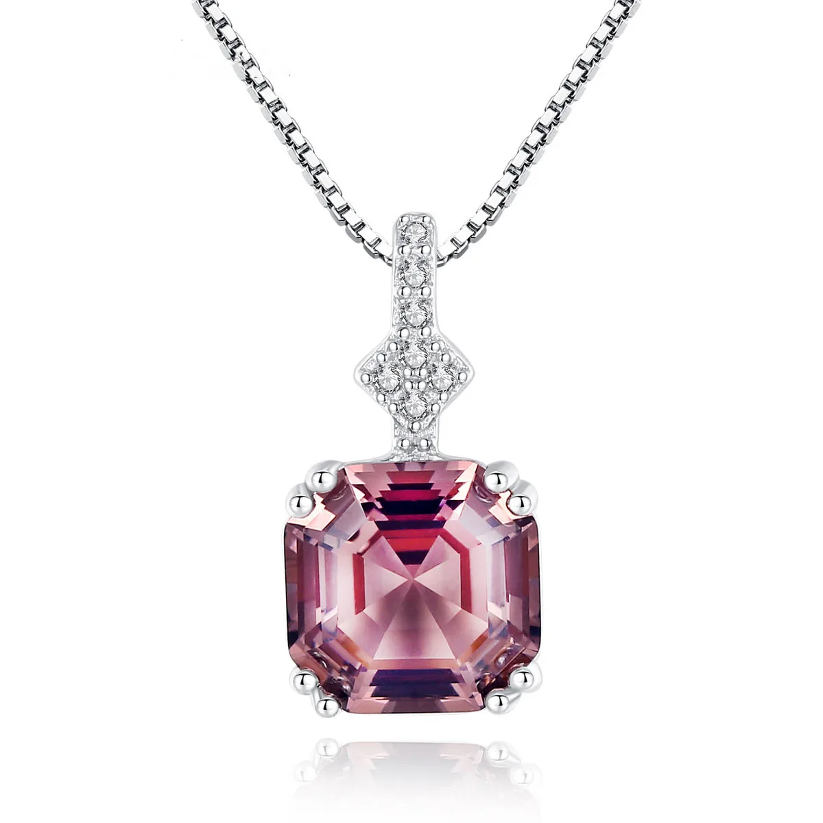 

XSL JIAMEI S925 Sterling Silver Necklace 5A Zircon Morgan Stone Pendant Child Chain Fashion All-Match Women's Jewelry Gift