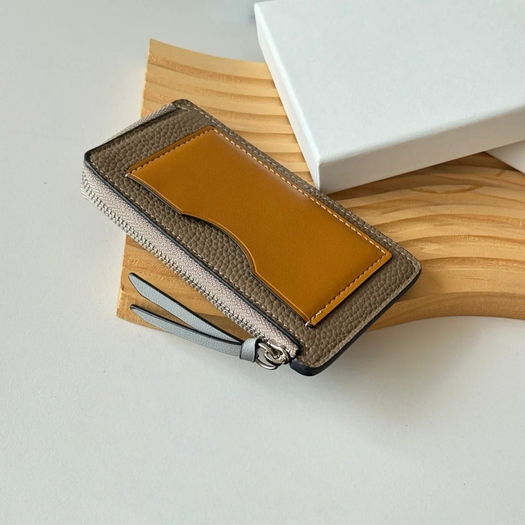 Luxury Brand Wallets Handmade Unisex Bag Lychee-Grained Cowhide Business Card ID Holder Puzzle Clip Coin Purse Holiday Gift 1