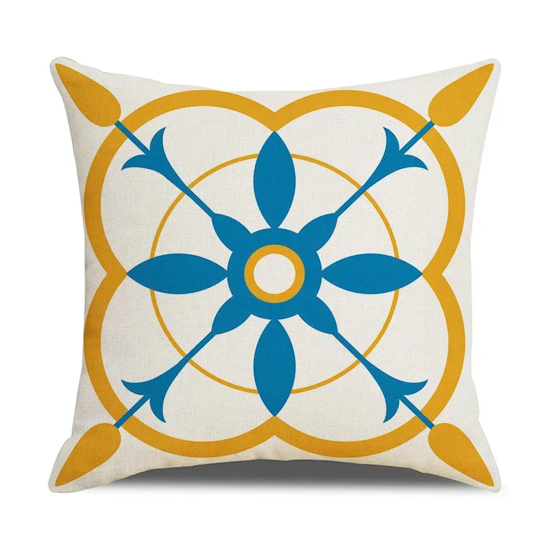 Yellow Blue Geometric Pillowcase Nordic Style Cushion Cover Office Sofa Home Decor